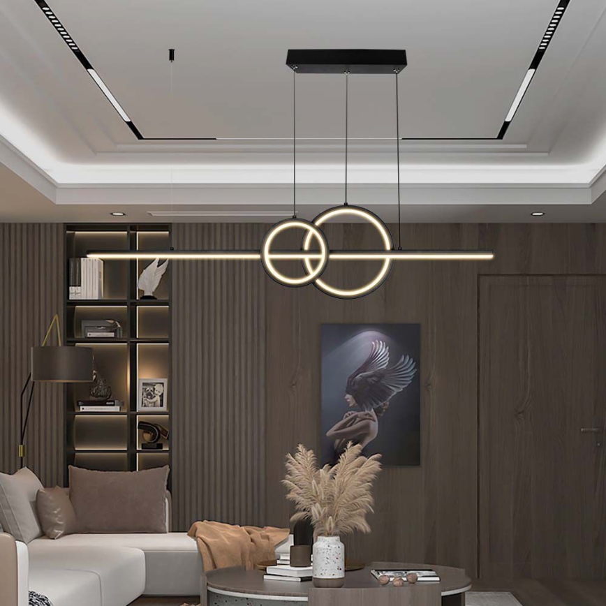 LED Luster na lanku LED/15W/230V 4000K 80 cm čierna