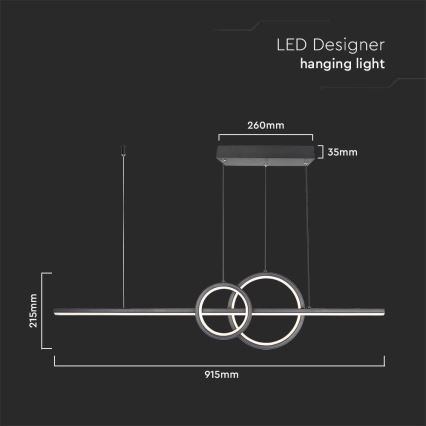 LED Luster na lanku LED/15W/230V 4000K 80 cm čierna
