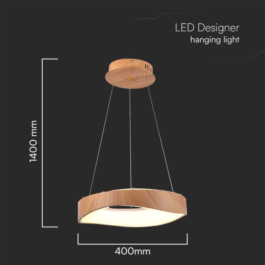LED Luster na lanku LED/18W/230V 3000K ø 40 cm hnedá