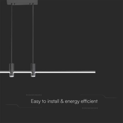 LED Luster na lanku LED/19W/230V 3000K čierna