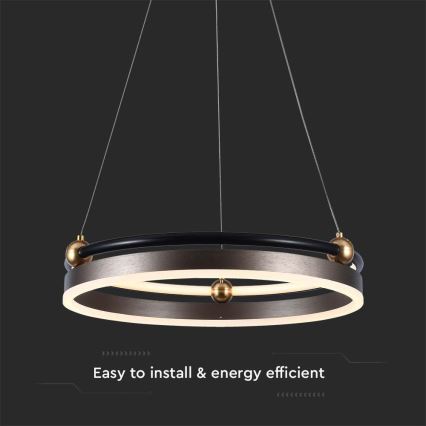 LED Luster na lanku LED/20W/230V 3000K pr. 42 cm hnedá
