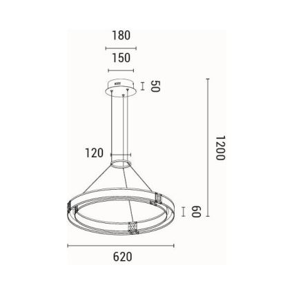 LED Luster na lanku LED/21W/230V 3000K 42x120 cm