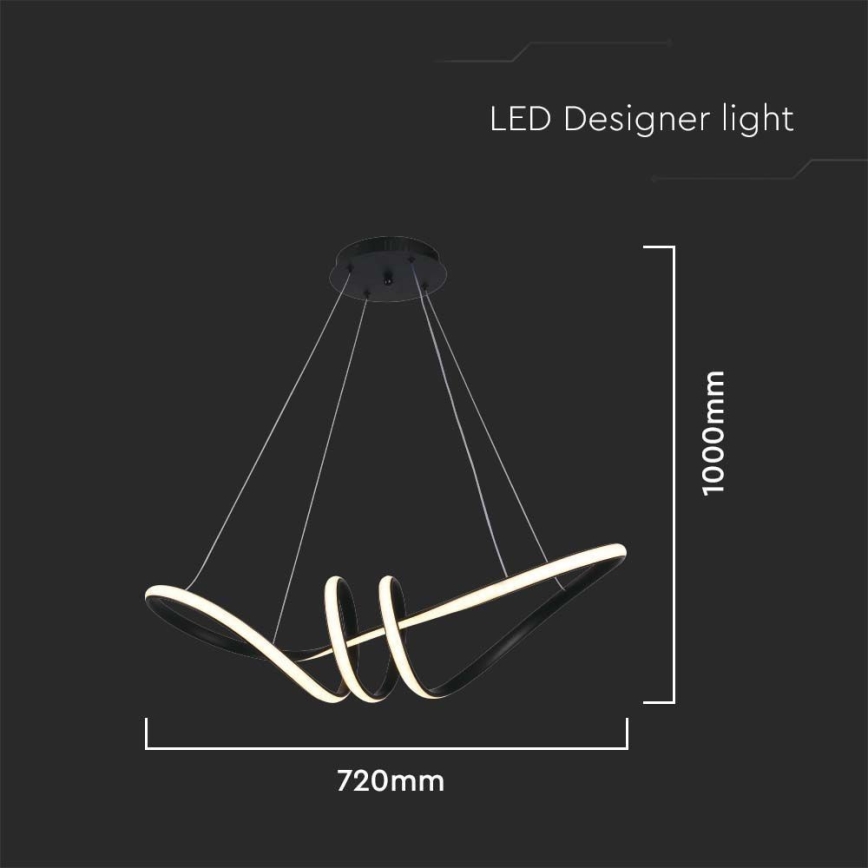 LED Luster na lanku LED/24W/230V 3000K čierna