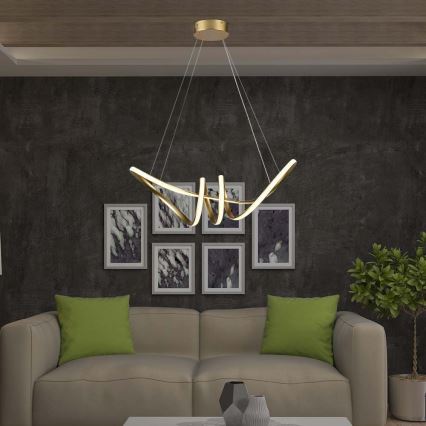LED Luster na lanku LED/24W/230V 3000K zlatá