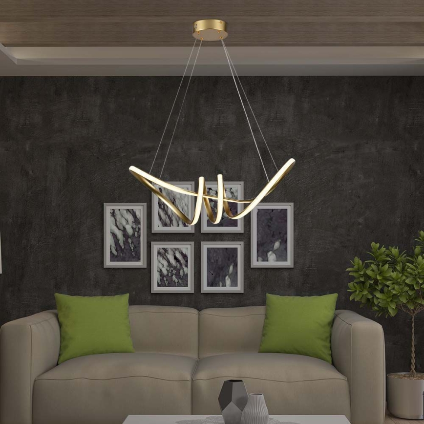 LED Luster na lanku LED/24W/230V 3000K zlatá