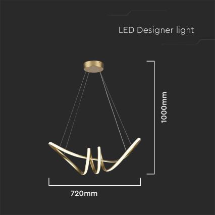 LED Luster na lanku LED/24W/230V 3000K zlatá