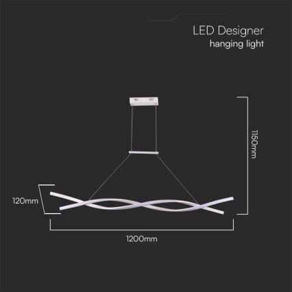 LED Luster na lanku LED/30W/230V 4000K biela