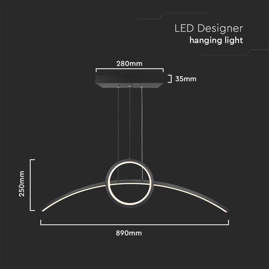 LED Luster na lanku LED/30W/230V 4000K čierna