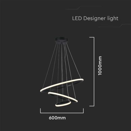 LED Luster na lanku LED/32W/230V 3000K čierna