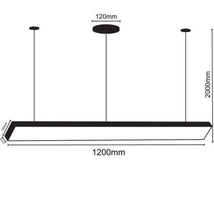 LED Luster na lanku LED/32W/230V 4000K pr. 120 cm čierna