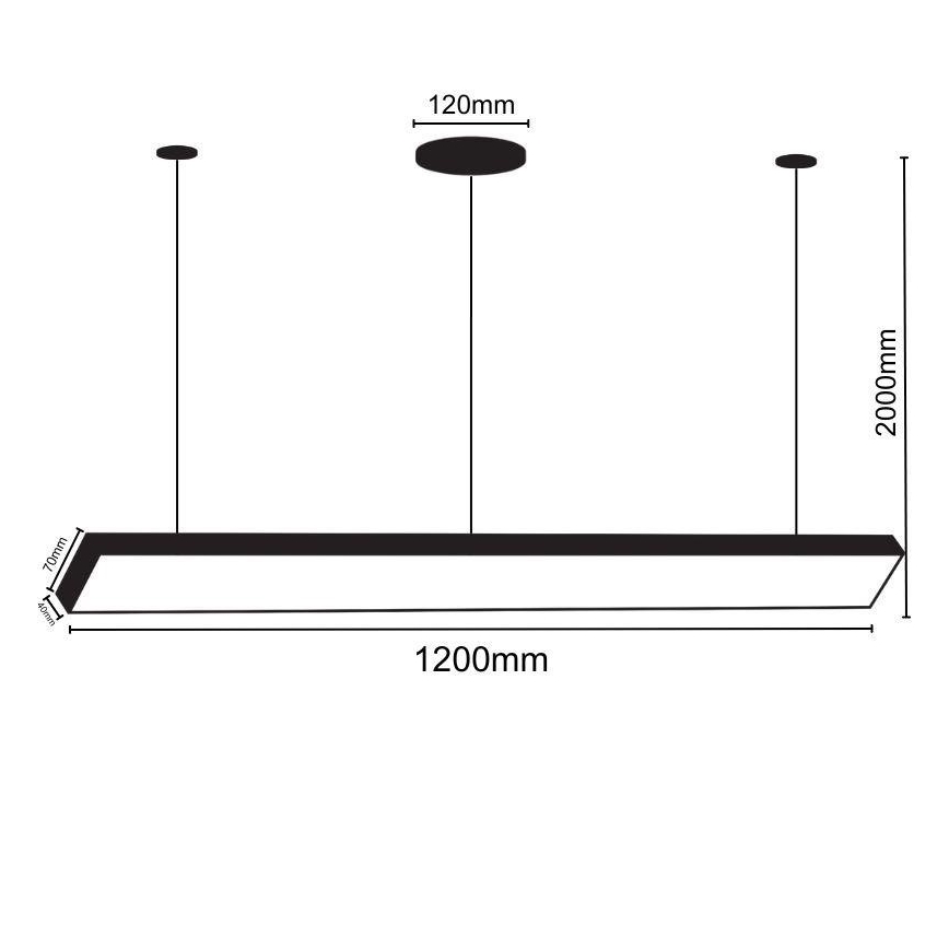 LED Luster na lanku LED/32W/230V 4000K pr. 120 cm čierna