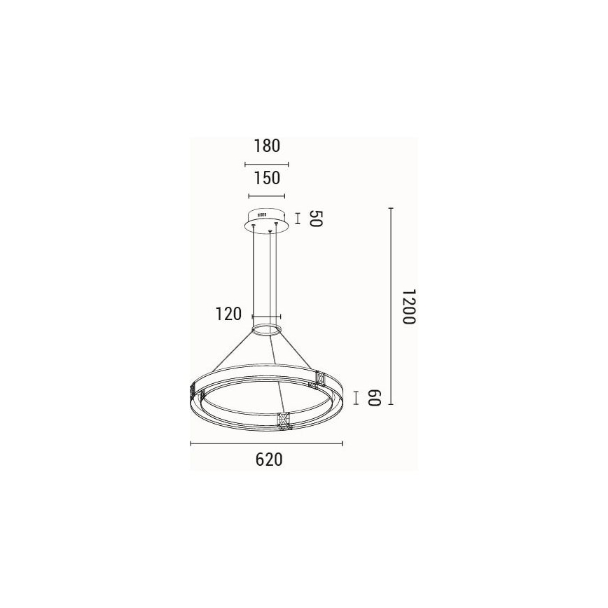 LED Luster na lanku LED/33W/230V 3000K 62x120 cm