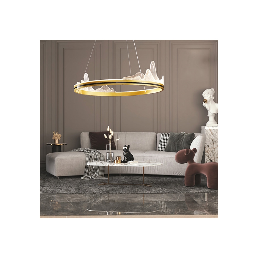 LED Luster na lanku LED/35W/230V 3000K zlatá