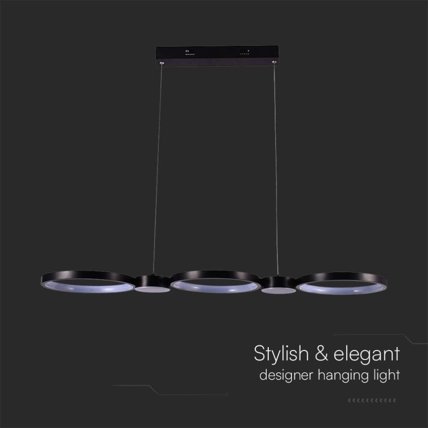 LED Luster na lanku LED/38W/230V 3000K čierna