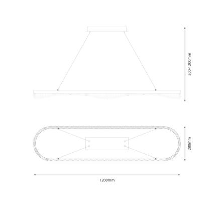 LED luster na lanku LED/45W/230V zlatý