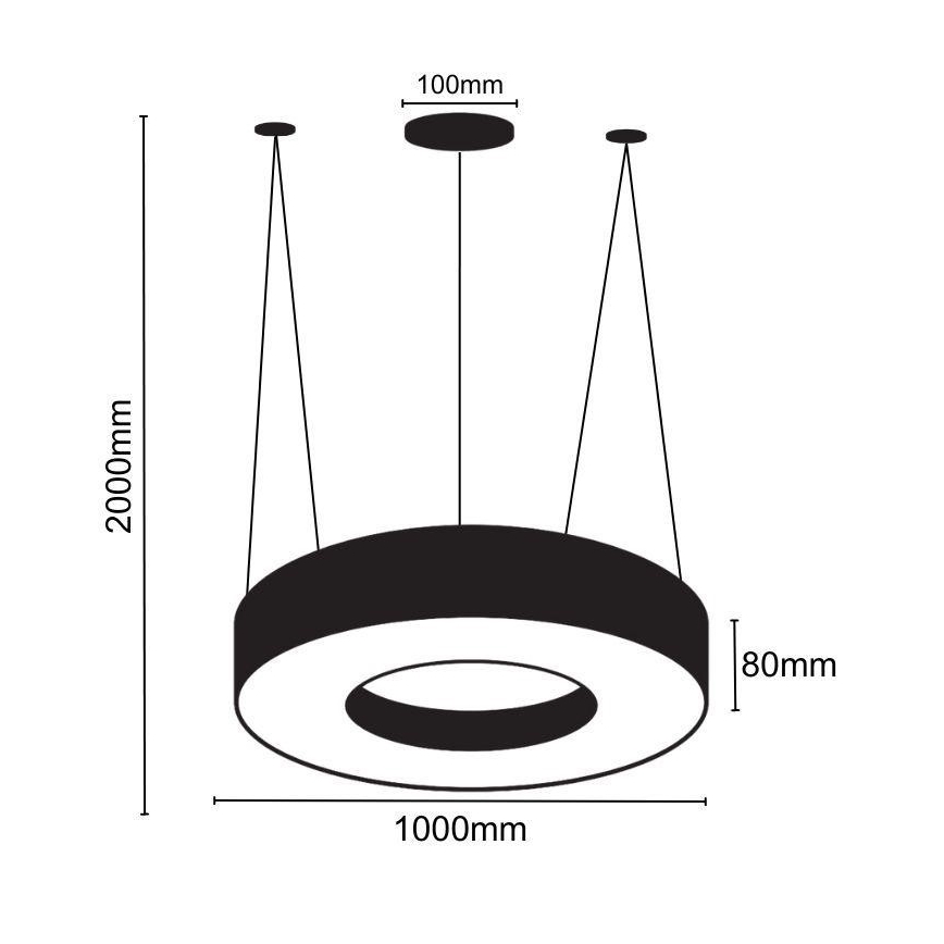 LED Luster na lanku LED/50W/230V 4000K pr. 100 cm čierna