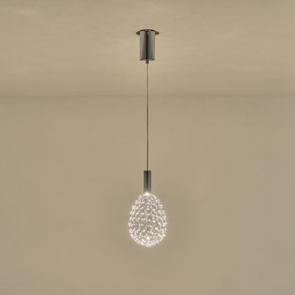 LED Luster na lanku LED/6,3W/230V 3000K lesklý chróm pr. 14 cm