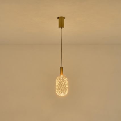 LED Luster na lanku LED/6,3W/230V 3000K zlatá pr. 20 cm