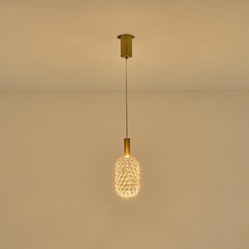 LED Luster na lanku LED/6,3W/230V 3000K zlatá pr. 20 cm