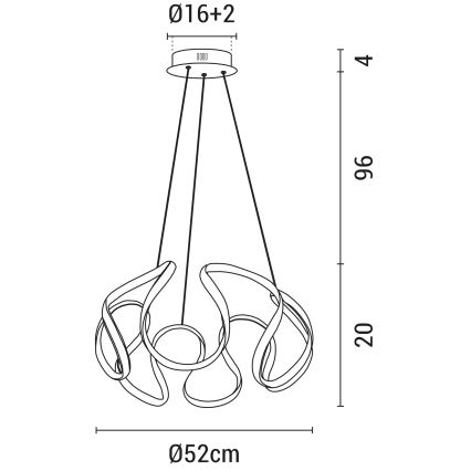 LED Luster na lanku LED/60W/230V 3000K čierna