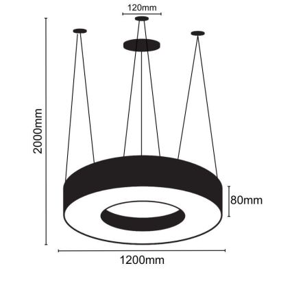 LED Luster na lanku LED/60W/230V 4000K pr. 120 cm čierna