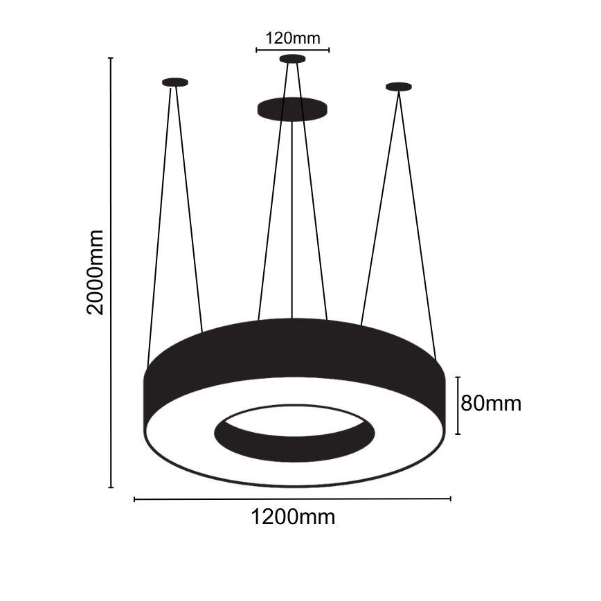 LED Luster na lanku LED/60W/230V 4000K pr. 120 cm čierna
