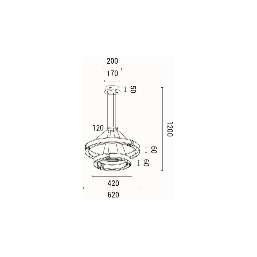 LED Luster na lanku LED/62W/230V 3000K 62x120 cm