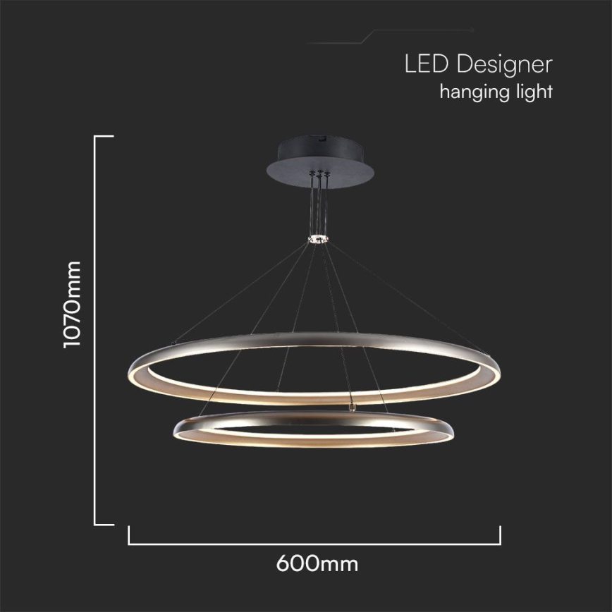 LED Luster na lanku LED/65W/230V 3000K