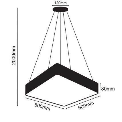 LED Luster na lanku LED/65W/230V 4000K 60x60 cm