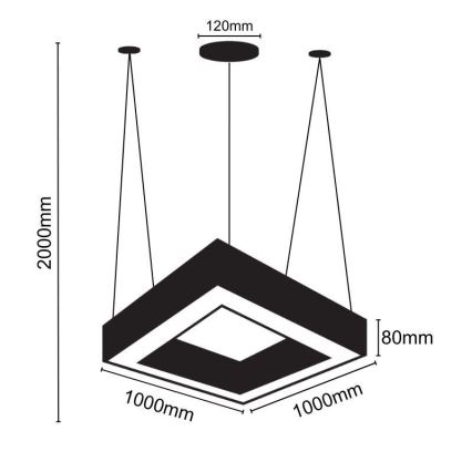 LED Luster na lanku LED/70W/230V 4000K 100x100 cm čierna
