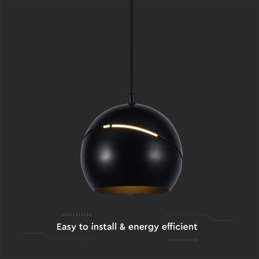 LED Luster na lanku LED/8,5W/230V 3000K čierna