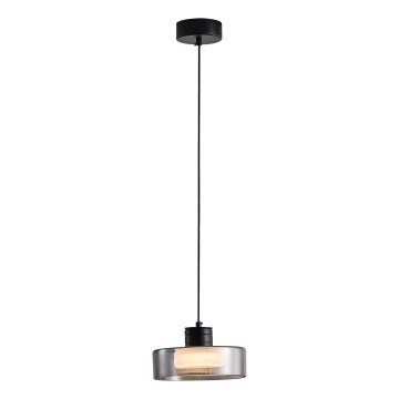 LED Luster na lanku LED/8W/230V 3000K čierna/dymová pr. 20 cm