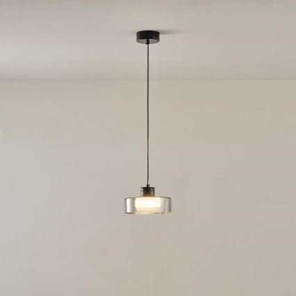 LED Luster na lanku LED/8W/230V 3000K čierna/dymová pr. 20 cm