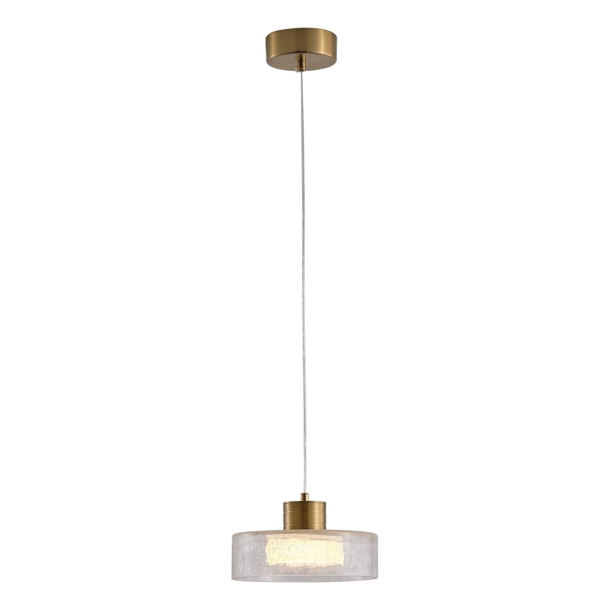 LED Luster na lanku LED/8W/230V 3000K zlatá/číra pr. 20 cm