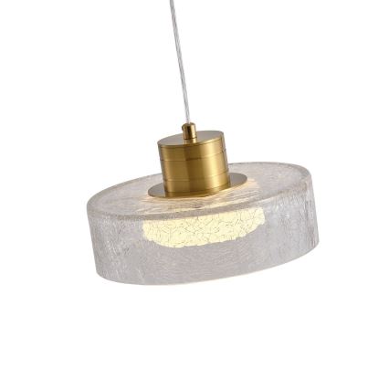 LED Luster na lanku LED/8W/230V 3000K zlatá/číra pr. 20 cm