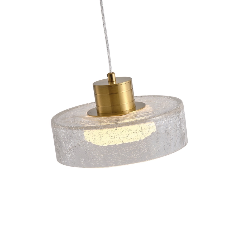 LED Luster na lanku LED/8W/230V 3000K zlatá/číra pr. 20 cm