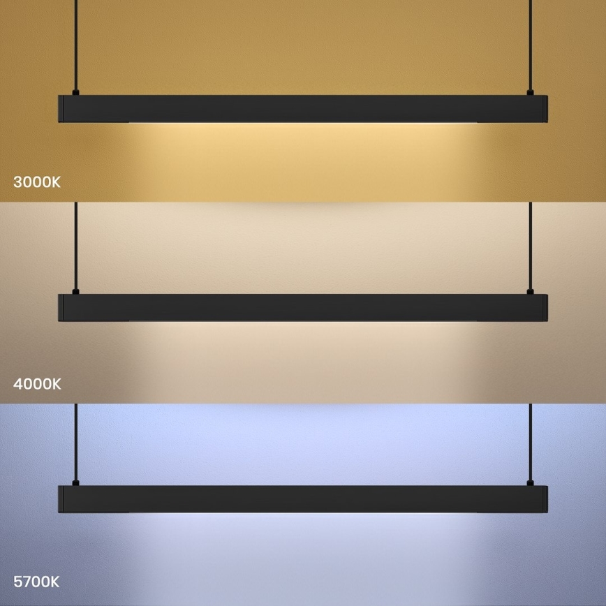 LED luster na lanku LINEA LED/36W/230V 3000/4000/5700K CRI 90 čierna