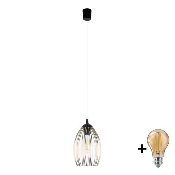 LED Luster na lanku LIZA 1xE27/15W/230V čierna/zlatá