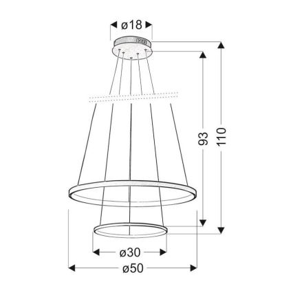 LED Luster na lanku LUNE LED/40W/230V