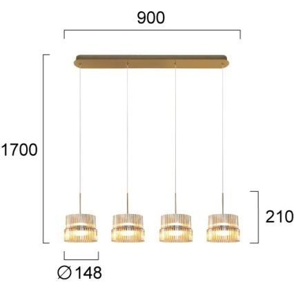 LED luster na lanku LUXE LED/46W/230V mosadz