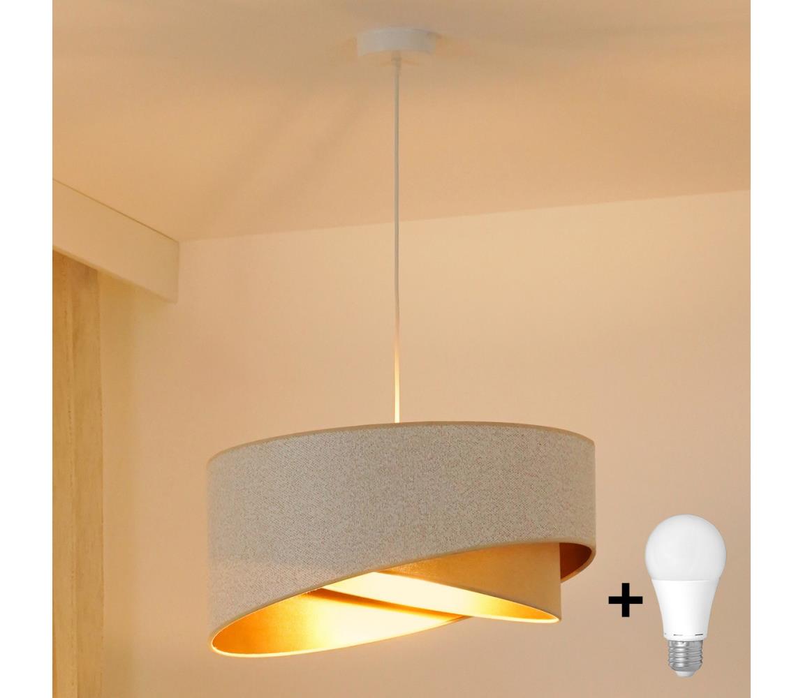 Brilagi LED Luster na lanku LYRA 1xE27/15W/230V biela/béžová/zlatá