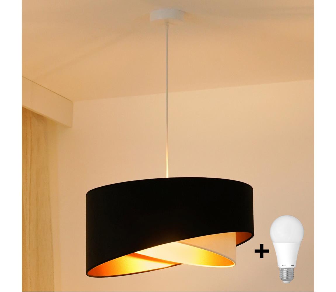 Brilagi LED Luster na lanku LYRA 1xE27/15W/230V čierna/krémová/zlatá