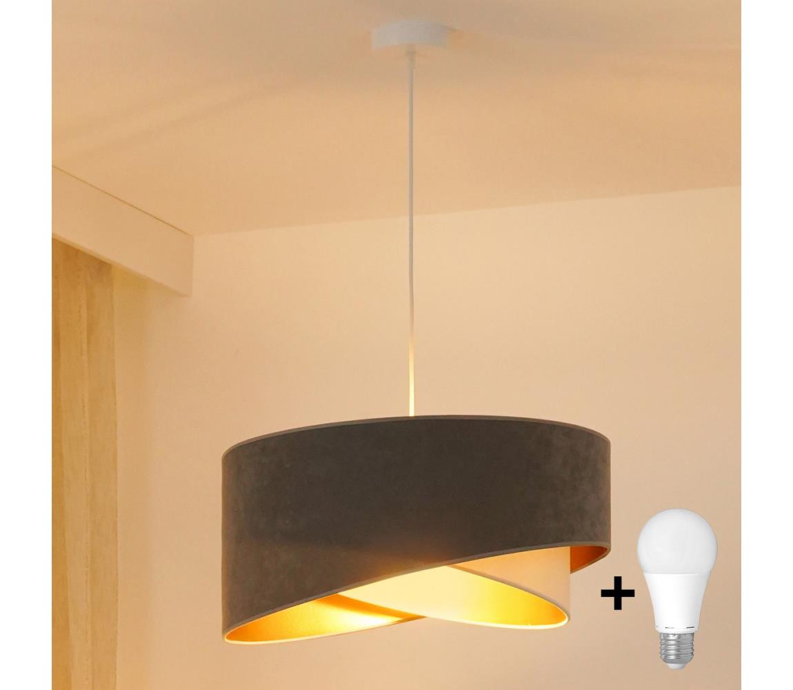 Brilagi LED Luster na lanku LYRA 1xE27/15W/230V šedá/krémová/zlatá