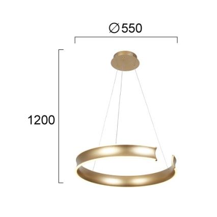LED luster na lanku MARLEN LED/36W/230V zlatý