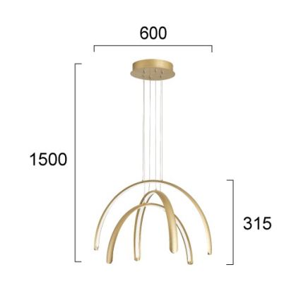 LED luster na lanku MEGAN LED/41W/230V zlatý