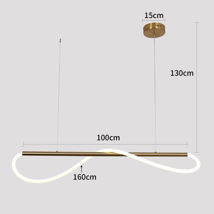 LED luster na lanku MELECA LED/24W/230V 3000/4000/6000K 100 cm zlatý