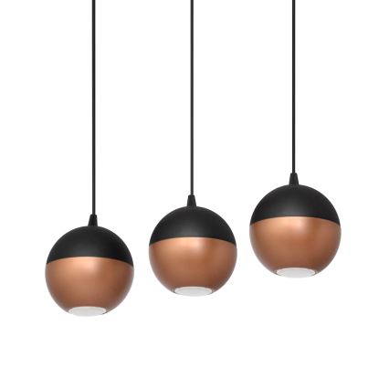 LED Luster na lanku MIDWAY 3xGU10/4,8W/230V čierna/medená
