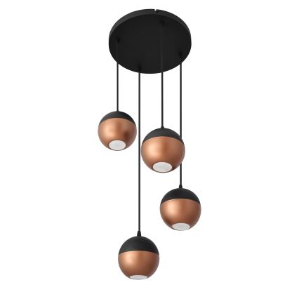 LED Luster na lanku MIDWAY 4xGU10/4,8W/230V čierna/medená