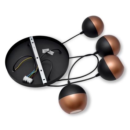 LED Luster na lanku MIDWAY 4xGU10/4,8W/230V čierna/medená