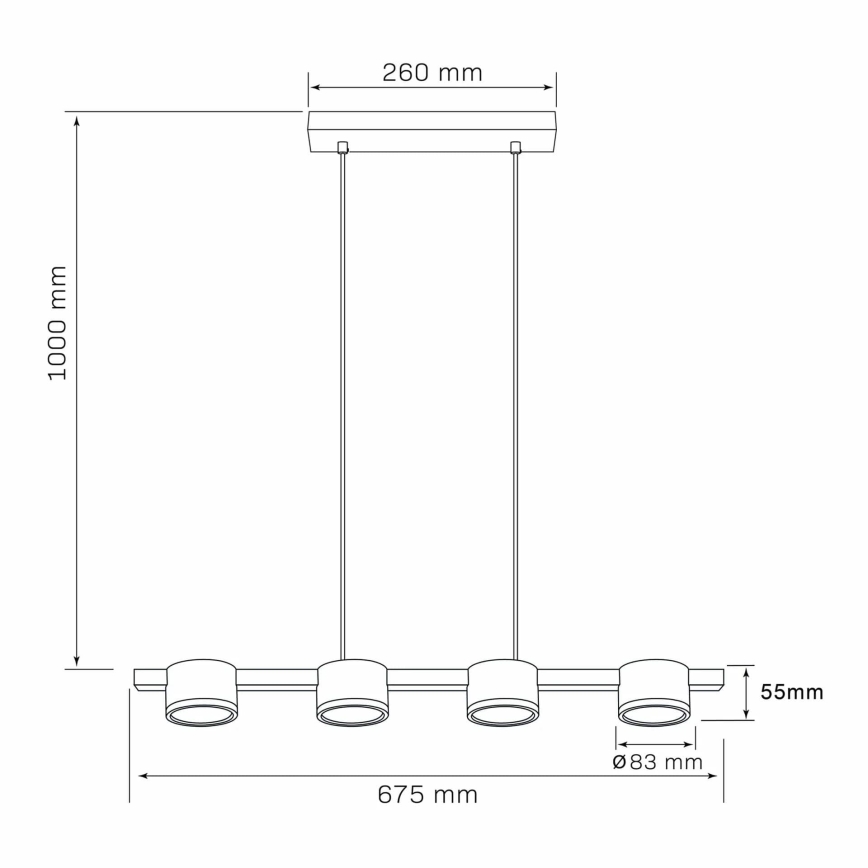 LED Luster na lanku MIRELLA 4xGX53/6W/230V zlatá/čierna
